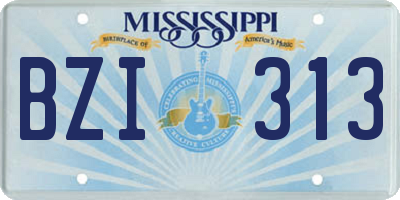 MS license plate BZI313