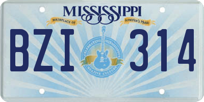 MS license plate BZI314