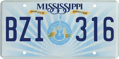 MS license plate BZI316