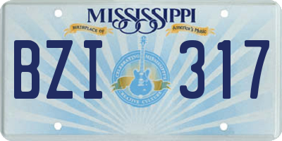 MS license plate BZI317