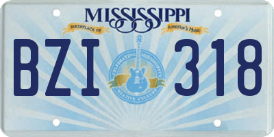 MS license plate BZI318