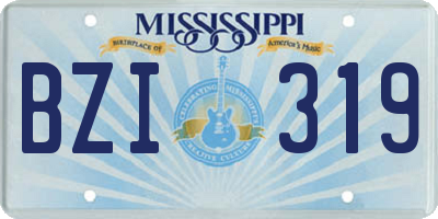 MS license plate BZI319