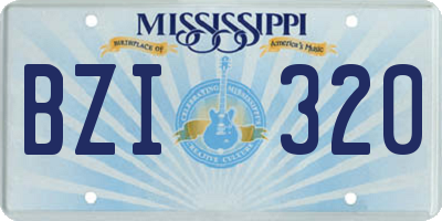 MS license plate BZI320
