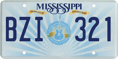 MS license plate BZI321