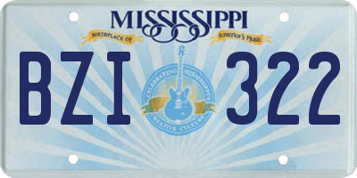 MS license plate BZI322