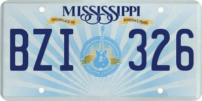MS license plate BZI326