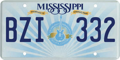 MS license plate BZI332