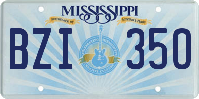 MS license plate BZI350