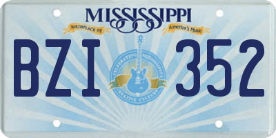 MS license plate BZI352