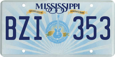 MS license plate BZI353