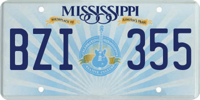 MS license plate BZI355