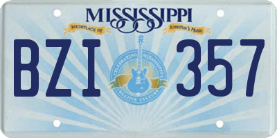 MS license plate BZI357