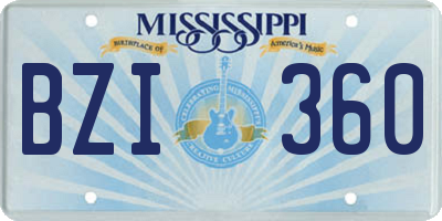 MS license plate BZI360