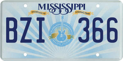 MS license plate BZI366