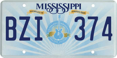 MS license plate BZI374