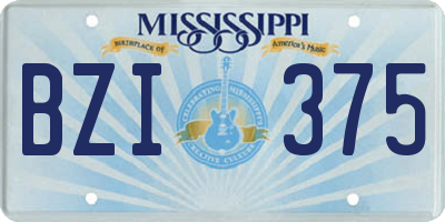 MS license plate BZI375