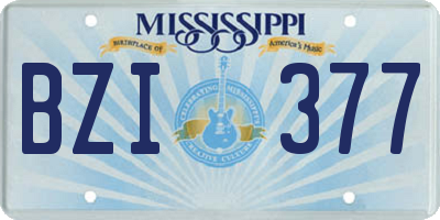 MS license plate BZI377