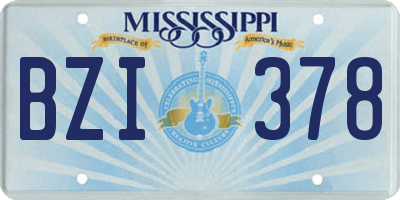 MS license plate BZI378