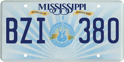 MS license plate BZI380
