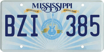 MS license plate BZI385