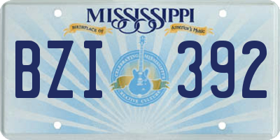 MS license plate BZI392