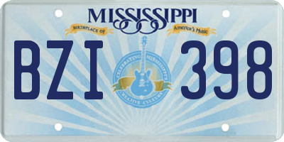 MS license plate BZI398