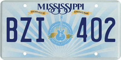 MS license plate BZI402
