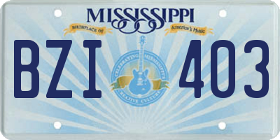 MS license plate BZI403
