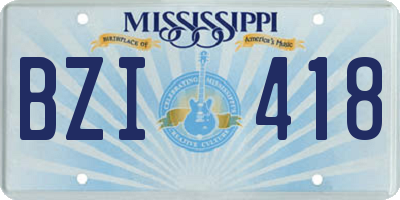 MS license plate BZI418