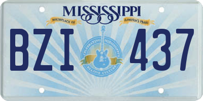 MS license plate BZI437
