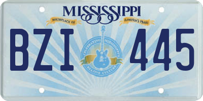 MS license plate BZI445