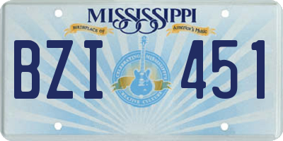 MS license plate BZI451