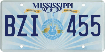 MS license plate BZI455