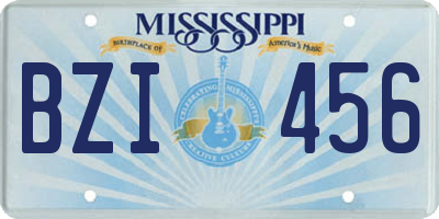 MS license plate BZI456