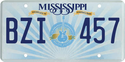 MS license plate BZI457