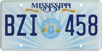 MS license plate BZI458