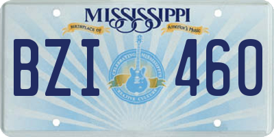 MS license plate BZI460