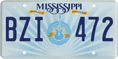 MS license plate BZI472