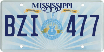 MS license plate BZI477