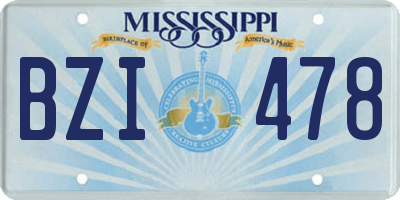 MS license plate BZI478