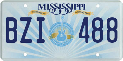 MS license plate BZI488
