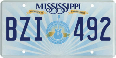 MS license plate BZI492
