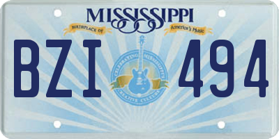 MS license plate BZI494