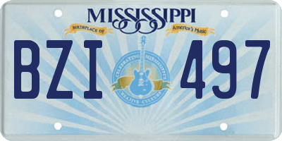 MS license plate BZI497