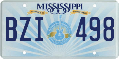 MS license plate BZI498