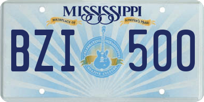 MS license plate BZI500