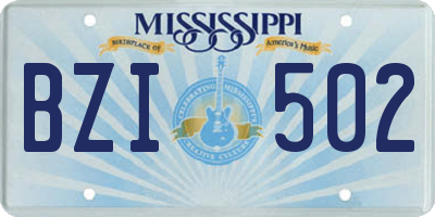 MS license plate BZI502