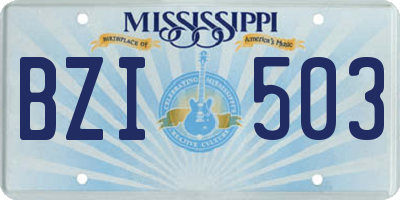 MS license plate BZI503