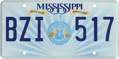 MS license plate BZI517