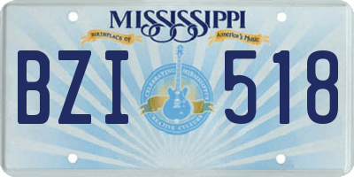 MS license plate BZI518